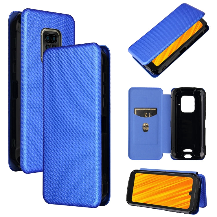 For Doogee S59 / S59 Pro Carbon Fiber Texture Horizontal Flip TPU + PC + PU Leather Case with Card Slot(Blue)