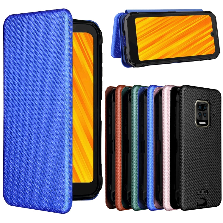 For Doogee S59 / S59 Pro Carbon Fiber Texture Horizontal Flip TPU + PC + PU Leather Case with Card Slot(Blue)