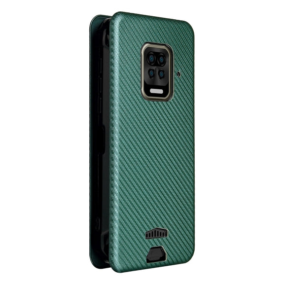 For Doogee S59 / S59 Pro Carbon Fiber Texture Horizontal Flip TPU + PC + PU Leather Case with Card Slot(Green)