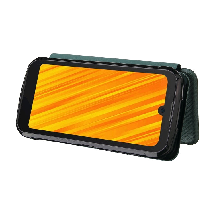 For Doogee S59 / S59 Pro Carbon Fiber Texture Horizontal Flip TPU + PC + PU Leather Case with Card Slot(Green)