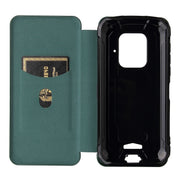 For Doogee S59 / S59 Pro Carbon Fiber Texture Horizontal Flip TPU + PC + PU Leather Case with Card Slot(Green)