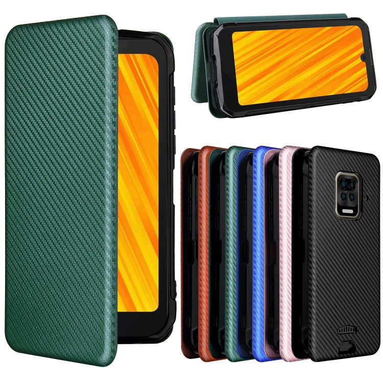 For Doogee S59 / S59 Pro Carbon Fiber Texture Horizontal Flip TPU + PC + PU Leather Case with Card Slot(Green)