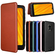 For Doogee S59 / S59 Pro Carbon Fiber Texture Horizontal Flip TPU + PC + PU Leather Case with Card Slot(Brown)