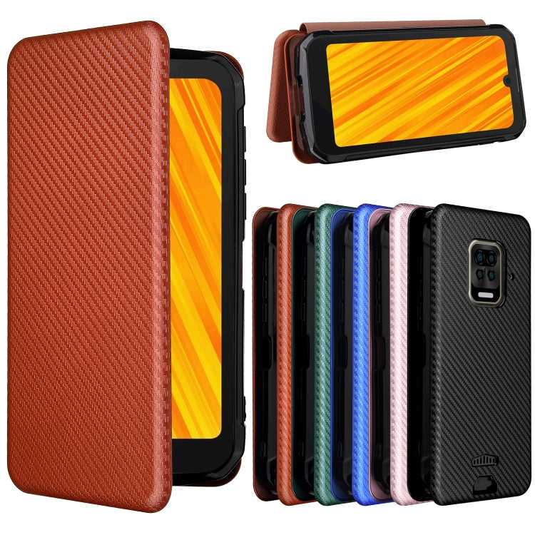 For Doogee S59 / S59 Pro Carbon Fiber Texture Horizontal Flip TPU + PC + PU Leather Case with Card Slot(Brown)