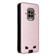 For Doogee S86 / S86 Pro Carbon Fiber Texture Horizontal Flip TPU + PC + PU Leather Case with Card Slot(Pink)