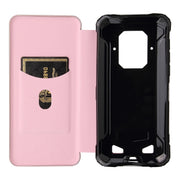 For Doogee S86 / S86 Pro Carbon Fiber Texture Horizontal Flip TPU + PC + PU Leather Case with Card Slot(Pink)
