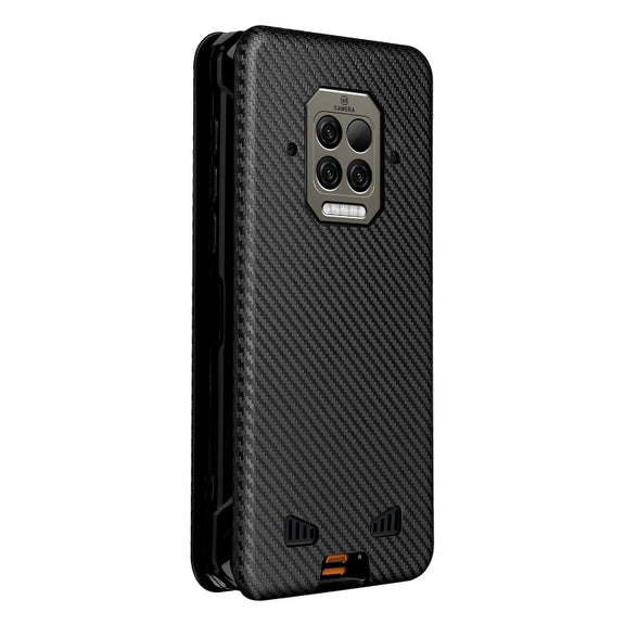 For Doogee S86 / S86 Pro Carbon Fiber Texture Horizontal Flip TPU + PC + PU Leather Case with Card Slot(Black)