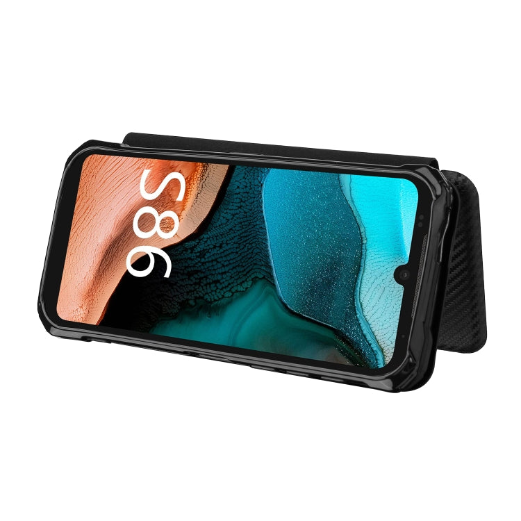 For Doogee S86 / S86 Pro Carbon Fiber Texture Horizontal Flip TPU + PC + PU Leather Case with Card Slot(Black)