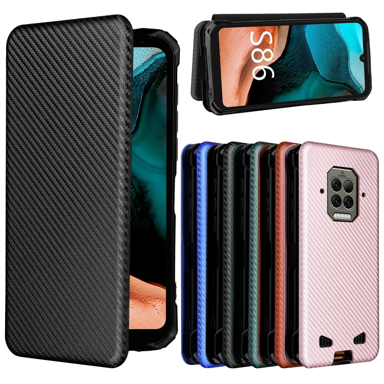 For Doogee S86 / S86 Pro Carbon Fiber Texture Horizontal Flip TPU + PC + PU Leather Case with Card Slot(Black)