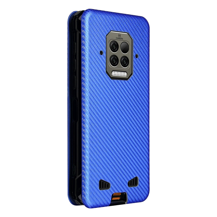For Doogee S86 / S86 Pro Carbon Fiber Texture Horizontal Flip TPU + PC + PU Leather Case with Card Slot(Blue)