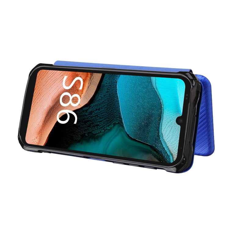 For Doogee S86 / S86 Pro Carbon Fiber Texture Horizontal Flip TPU + PC + PU Leather Case with Card Slot(Blue)
