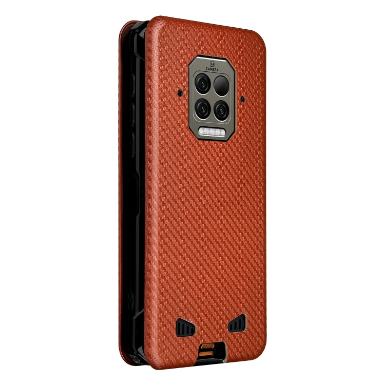 For Doogee S86 / S86 Pro Carbon Fiber Texture Horizontal Flip TPU + PC + PU Leather Case with Card Slot(Brown)