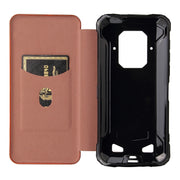 For Doogee S86 / S86 Pro Carbon Fiber Texture Horizontal Flip TPU + PC + PU Leather Case with Card Slot(Brown)