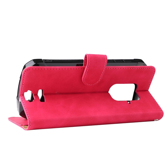 For Doogee S59 / S59 Pro Solid Color Skin Feel Magnetic Buckle Horizontal Flip Calf Texture PU Leather Case with Holder & Card Slots & Wallet(Rose Red)