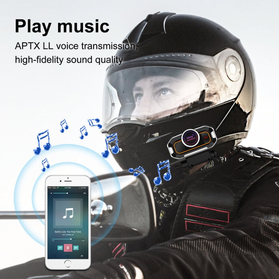 V9 Pro Motorcycle Helmet Bluetooth Walkie-talkie Support FM(Black)