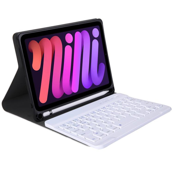A06B Ultra-thin Detachable Bluetooth Keyboard Leather Case with Pen Slot & Holder for iPad mini 6 / mini 7(Gold)