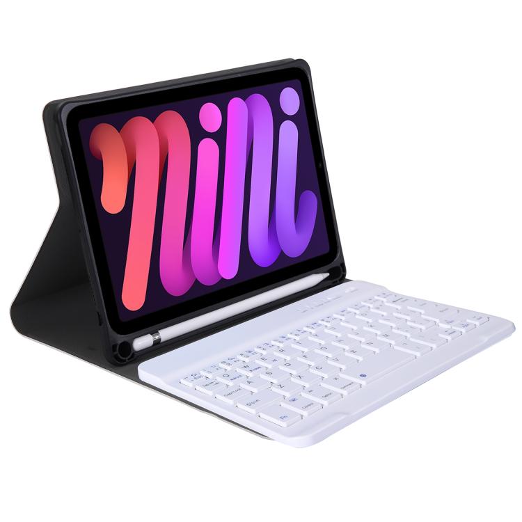 A06B Ultra-thin Detachable Bluetooth Keyboard Leather Case with Pen Slot & Holder for iPad mini 6 / mini 7(Dark Blue)