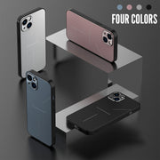 For iPhone 13 R-JUST RJ-52 3-Line Style Metal TPU Shockproof Protective Case(Silver)