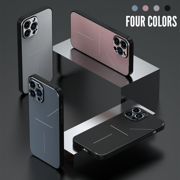For iPhone 13 Pro Max R-JUST RJ-52 3-Line Style Metal TPU Shockproof Protective Case (Pink)