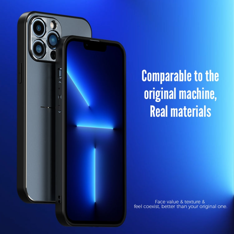 For iPhone 11 Pro Max R-JUST RJ-52 3-Line Style Metal TPU Shockproof Protective Case (Blue)