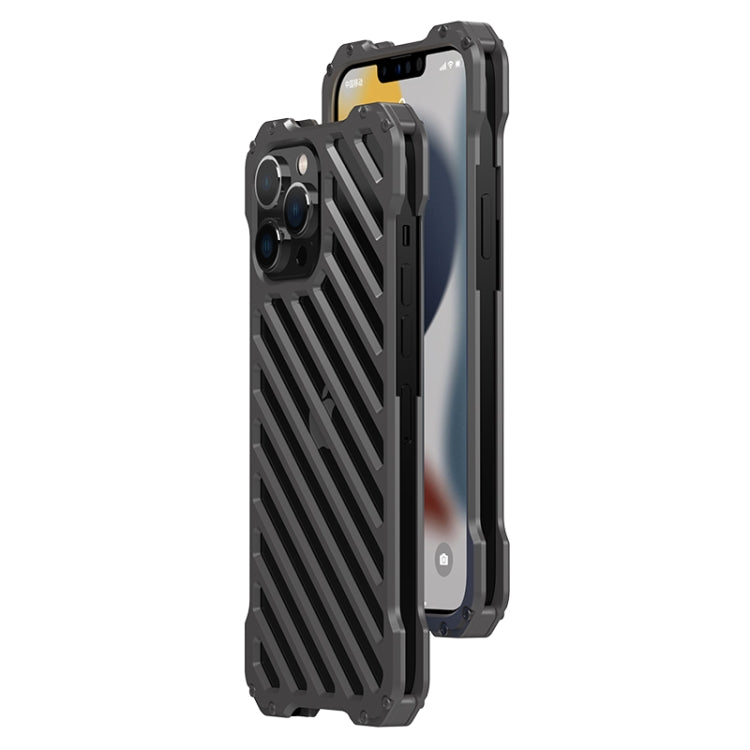 For iPhone 12 Pro R-JUST RJ-50 Hollow Breathable Armor Metal Shockproof Protective Case(Silver Grey)