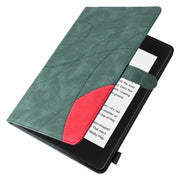 For Amazon Kindle Paperwhite 4 / 3 / 2 / 1 Dual-color Splicing Horizontal Flip PU Leather Case with Holder & Card Slots & Sleep / Wake-up Function(Green)