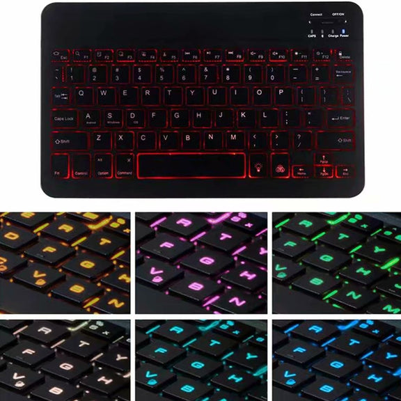 A06BS Ultra-thin Backlight Bluetooth Keyboard Leather Tablet Case with Holder & Pen Slot For iPad mini 6 / mini 7(Black)