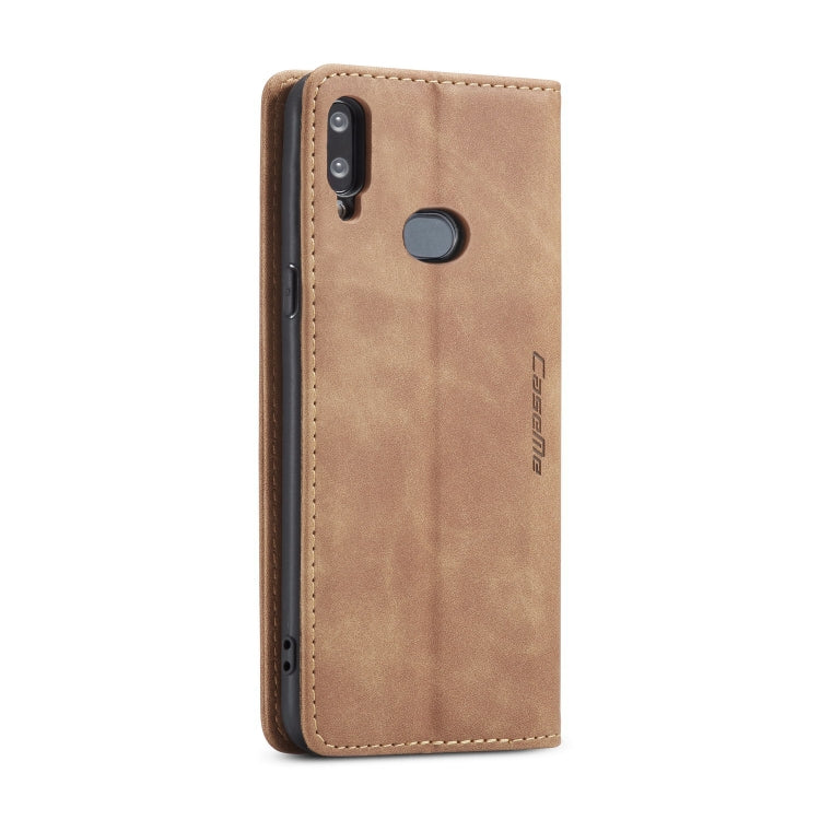 For Galaxy A10s CaseMe-013 Multifunctional Horizontal Flip Leather Case with Card Slot & Holder & Wallet(Brown)