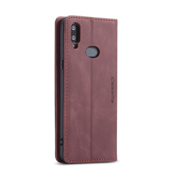 For Galaxy A10s CaseMe-013 Multifunctional Horizontal Flip Leather Case with Card Slot & Holder & Wallet(Wine Red)