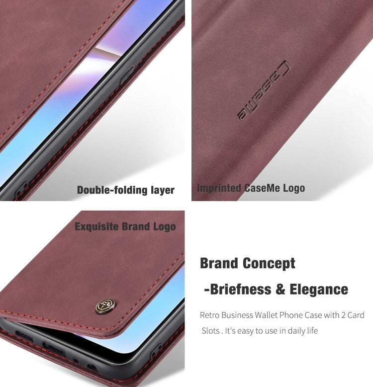 For Galaxy A10s CaseMe-013 Multifunctional Horizontal Flip Leather Case with Card Slot & Holder & Wallet(Wine Red)