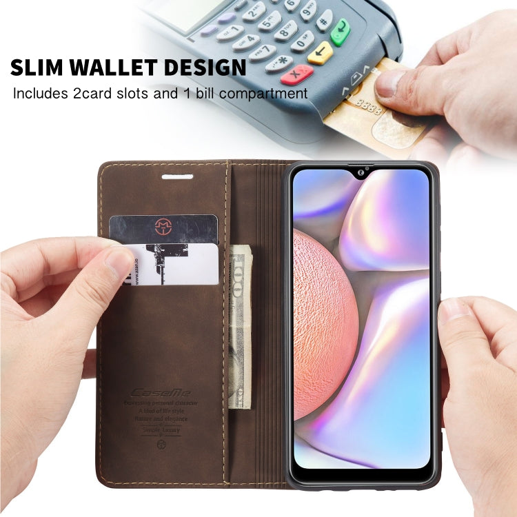 For Galaxy A10s CaseMe-013 Multifunctional Horizontal Flip Leather Case with Card Slot & Holder & Wallet(Coffee)