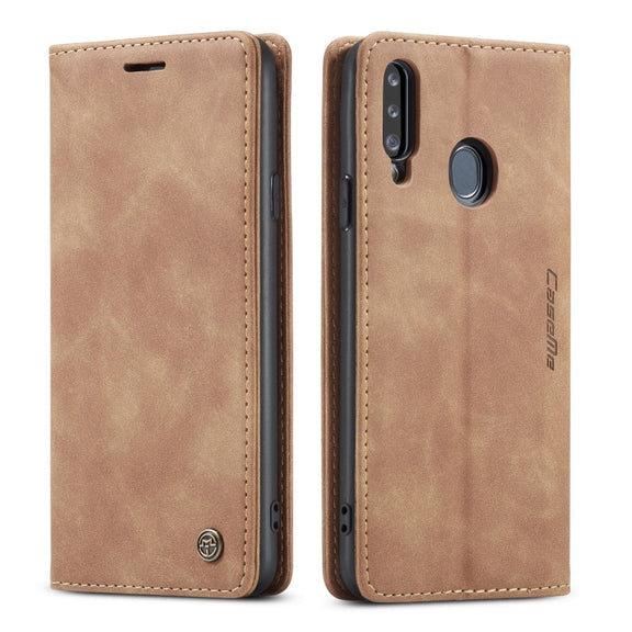For Galaxy A20s CaseMe-013 Multifunctional Horizontal Flip Leather Case with Card Slot & Holder & Wallet(Brown)