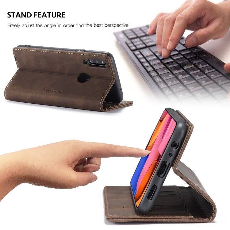For Galaxy A20s CaseMe-013 Multifunctional Horizontal Flip Leather Case with Card Slot & Holder & Wallet(Coffee)