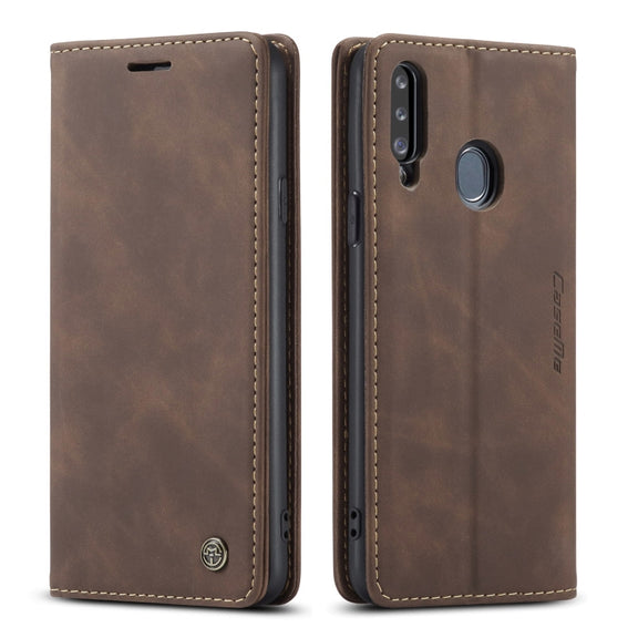 For Galaxy A20s CaseMe-013 Multifunctional Horizontal Flip Leather Case with Card Slot & Holder & Wallet(Coffee)