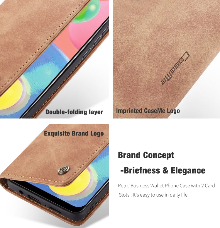 For Galaxy A70s CaseMe-013 Multifunctional Horizontal Flip Leather Case with Card Slot & Holder & Wallet(Brown)