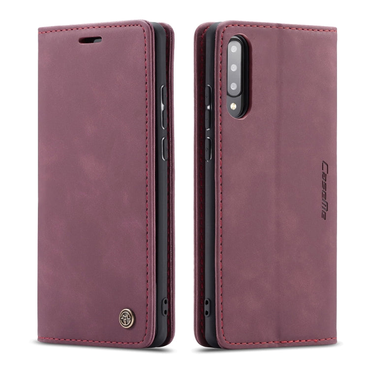 For Galaxy A70s CaseMe-013 Multifunctional Horizontal Flip Leather Case with Card Slot & Holder & Wallet(Wine Red)