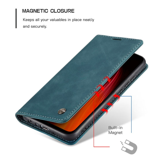 For Xiaomi Redmi Note 8 CaseMe-013 Multifunctional Horizontal Flip Leather Case with Card Slot & Holder & Wallet(Blue)