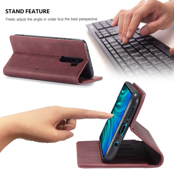 For Xiaomi Redmi Note 8 Pro CaseMe-013 Multifunctional Horizontal Flip Leather Case with Card Slot & Holder & Wallet(Wine Red)