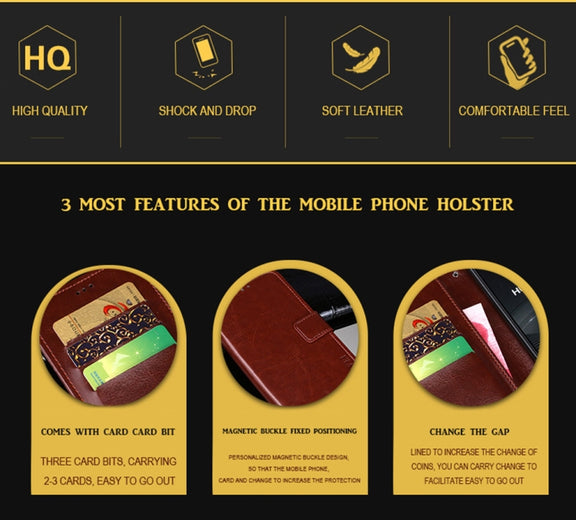 For U-MAGIC 30e idewei Crazy Horse Texture Horizontal Flip Leather Case with Holder & Card Slots & Wallet(Brown)