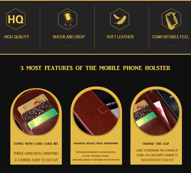 For U-MAGIC 30e idewei Crazy Horse Texture Horizontal Flip Leather Case with Holder & Card Slots & Wallet(Brown)