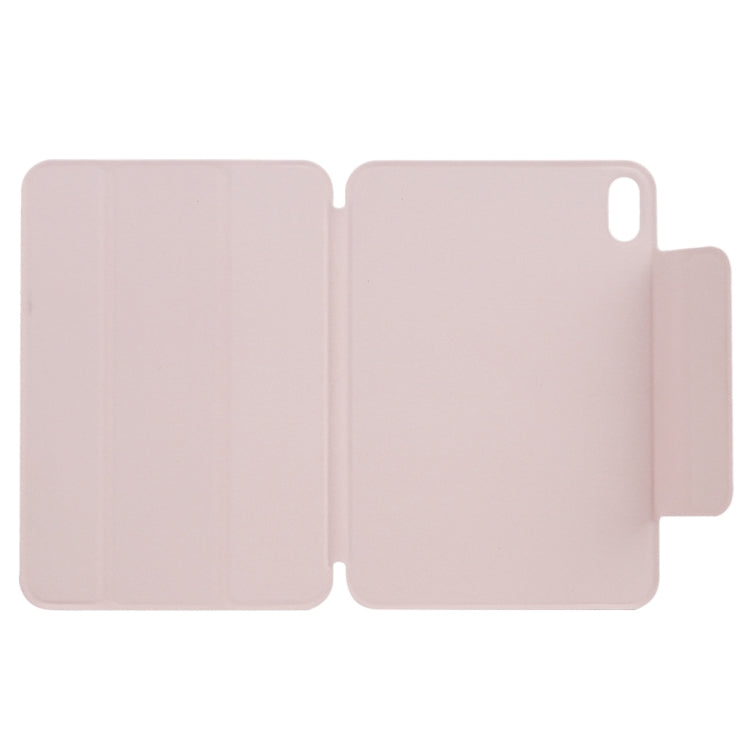 For iPad mini 2024 / mini 6 Horizontal Flip Ultra-thin Fixed Buckle Magnetic PU Tablet Case With Three-folding Holder & Sleep / Wake-up Function(Pink)