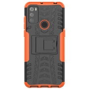 For Alcatel 3L (2021) Tire Texture Shockproof TPU+PC Protective Case with Holder(Orange)