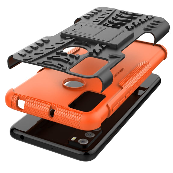 For Alcatel 3L (2021) Tire Texture Shockproof TPU+PC Protective Case with Holder(Orange)