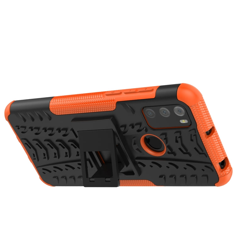 For Alcatel 3L (2021) Tire Texture Shockproof TPU+PC Protective Case with Holder(Orange)