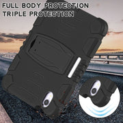 For iPad mini 6 3-Layer Protection Screen Frame + PC + Silicone Shockproof Combination Tablet Case with Holder(Black+Black)