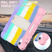 For iPad mini 6 3-Layer Protection Screen Frame + PC + Silicone Shockproof Combination Tablet Case with Holder(Colorful Pink)