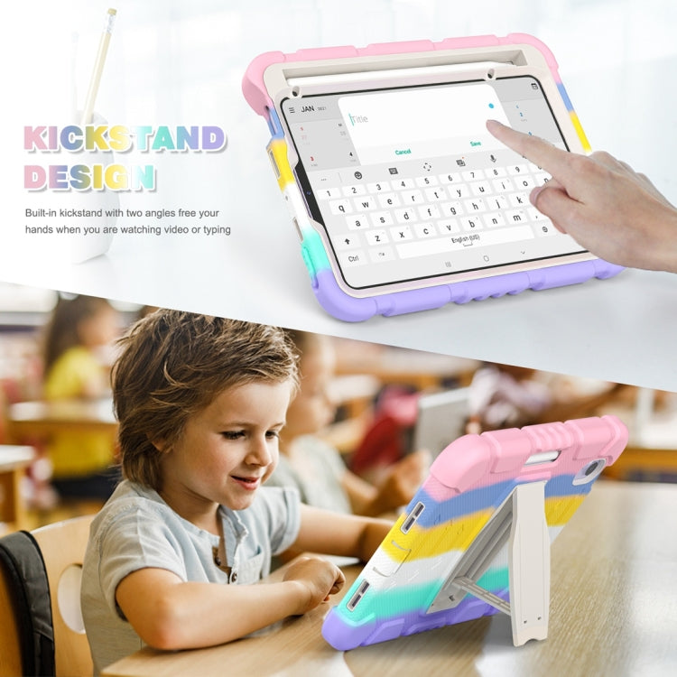 For iPad mini 6 3-Layer Protection Screen Frame + PC + Silicone Shockproof Combination Tablet Case with Holder(Colorful Pink)