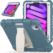 For iPad mini 6 3-Layer Protection Screen Frame + PC + Silicone Shockproof Combination Tablet Case with Holder(Cornflower Blue)