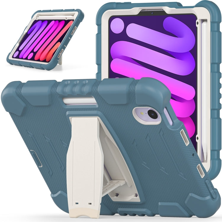 For iPad mini 6 3-Layer Protection Screen Frame + PC + Silicone Shockproof Combination Tablet Case with Holder(Cornflower Blue)