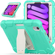 For iPad mini 6 3-Layer Protection Screen Frame + PC + Silicone Shockproof Combination Tablet Case with Holder(Mint Green)